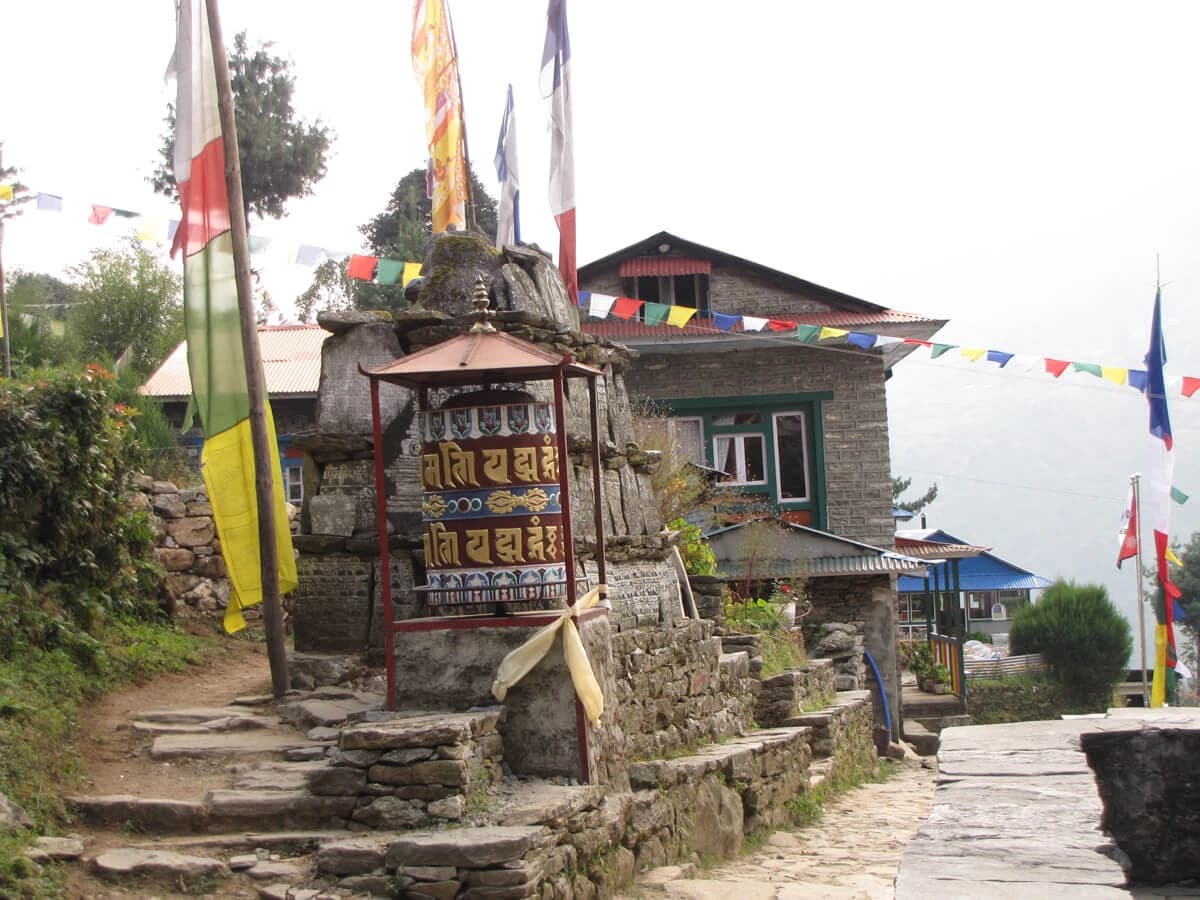 A Buddhist Prayer wheel at village of Chhuplung on the way EBC Trek