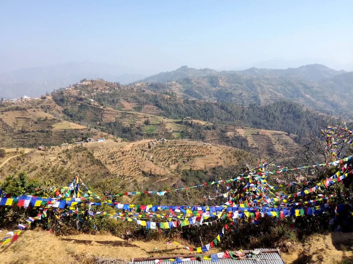 Buddhist prayers flag at Namobuddha
