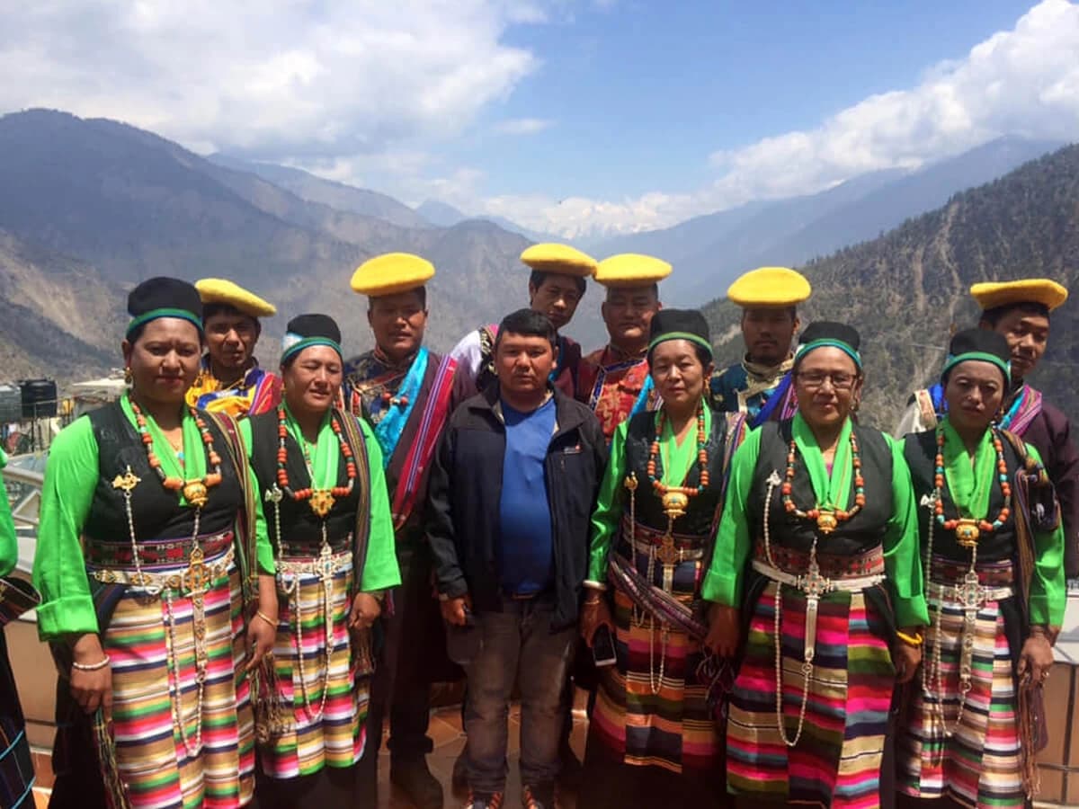 Nicely dressed tamang women at Briddhim