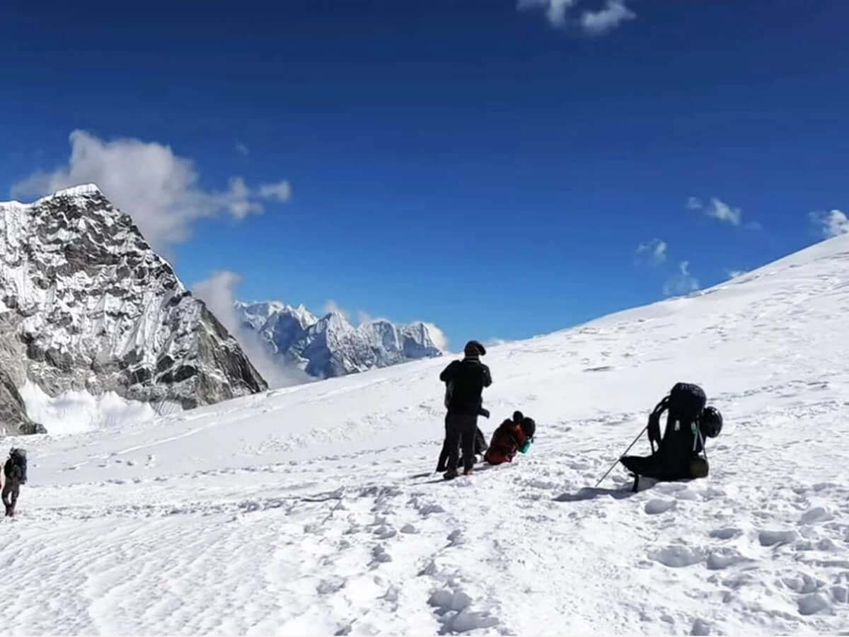 Crossing over Tashi Lapcha Pass
