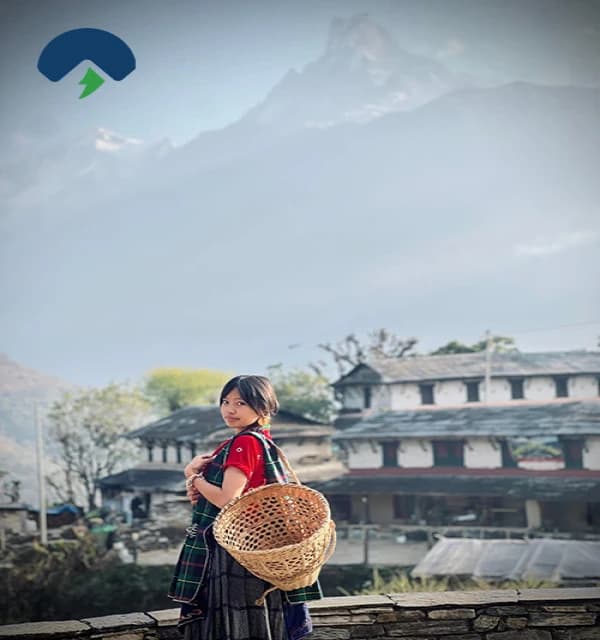 Ghandruk village in traditional gurung dress
