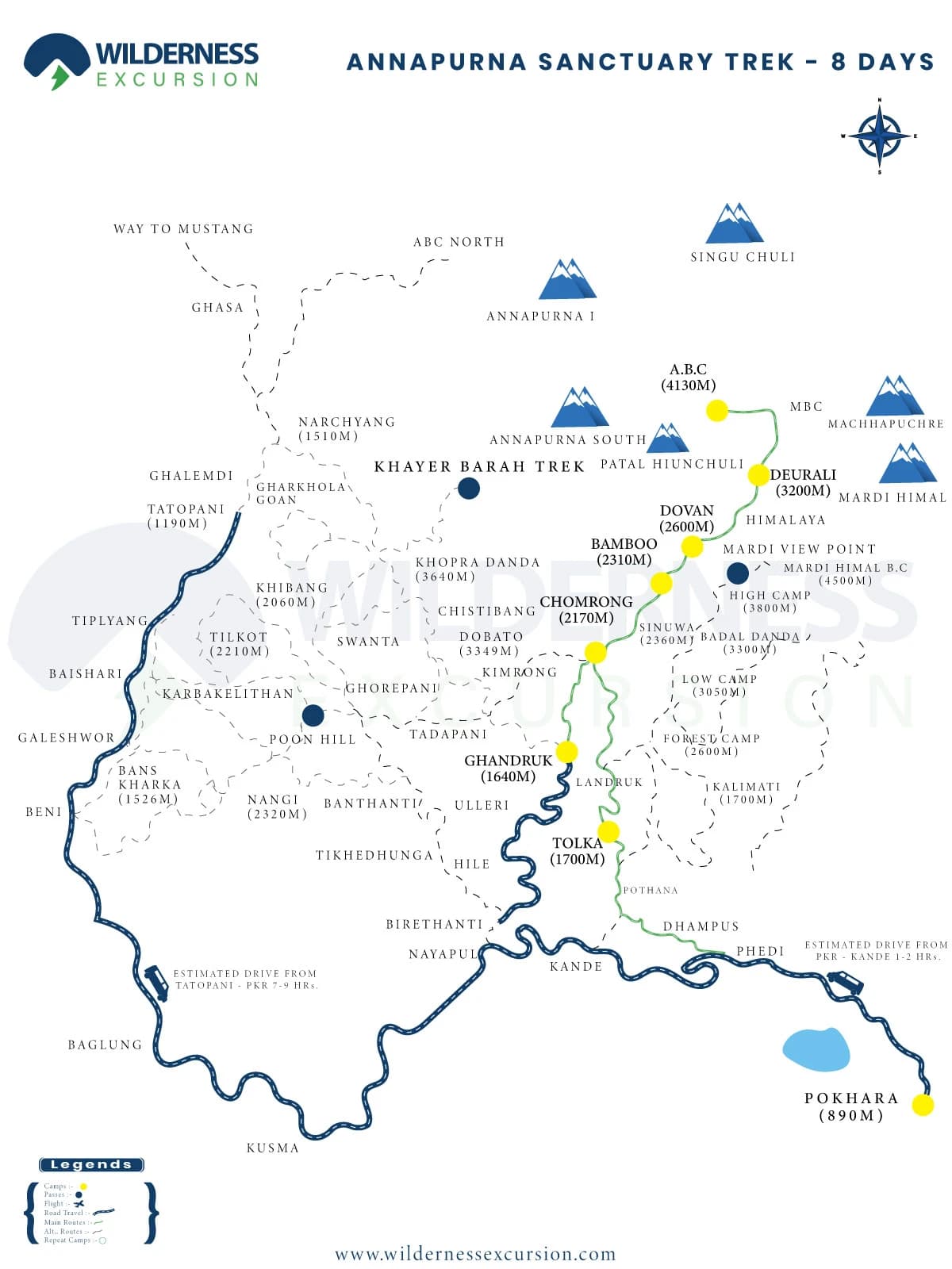 Annapurna Sanctuary Trek Route Map