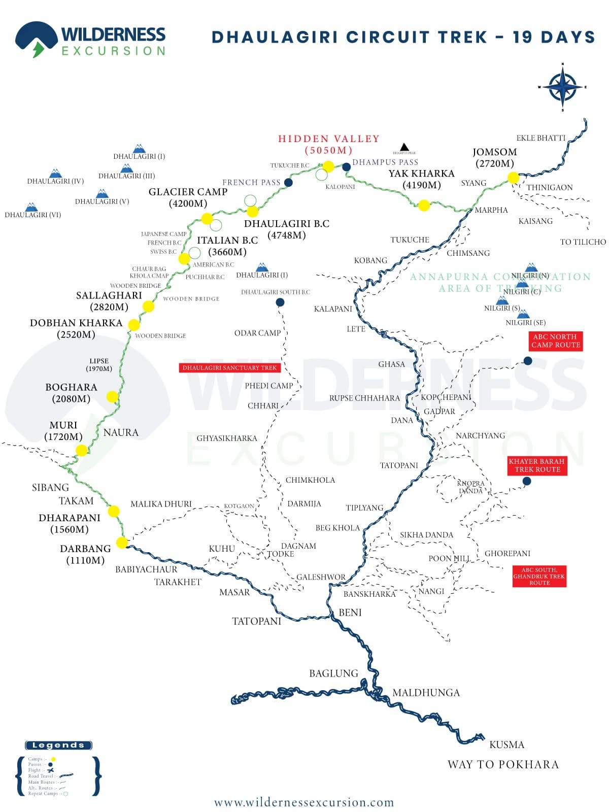 Dhaulagiri Circuit Trek Map