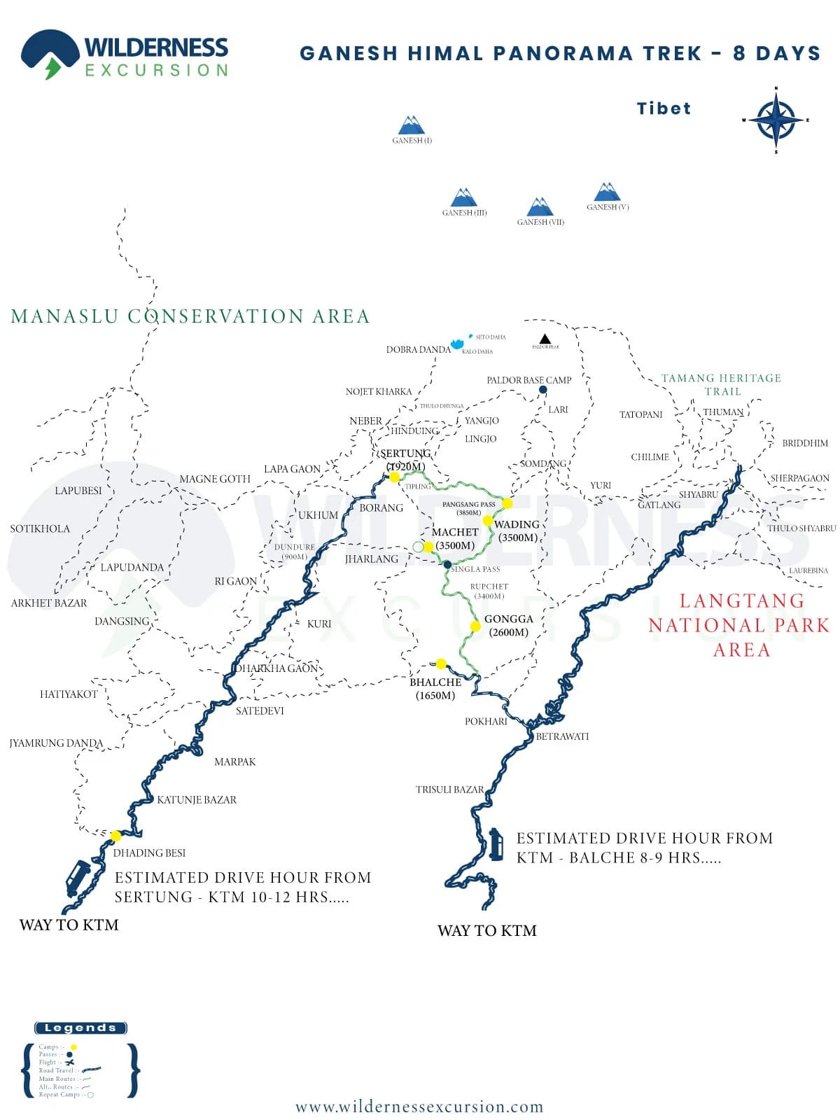 Ganesh Himal Panorama Trek Map