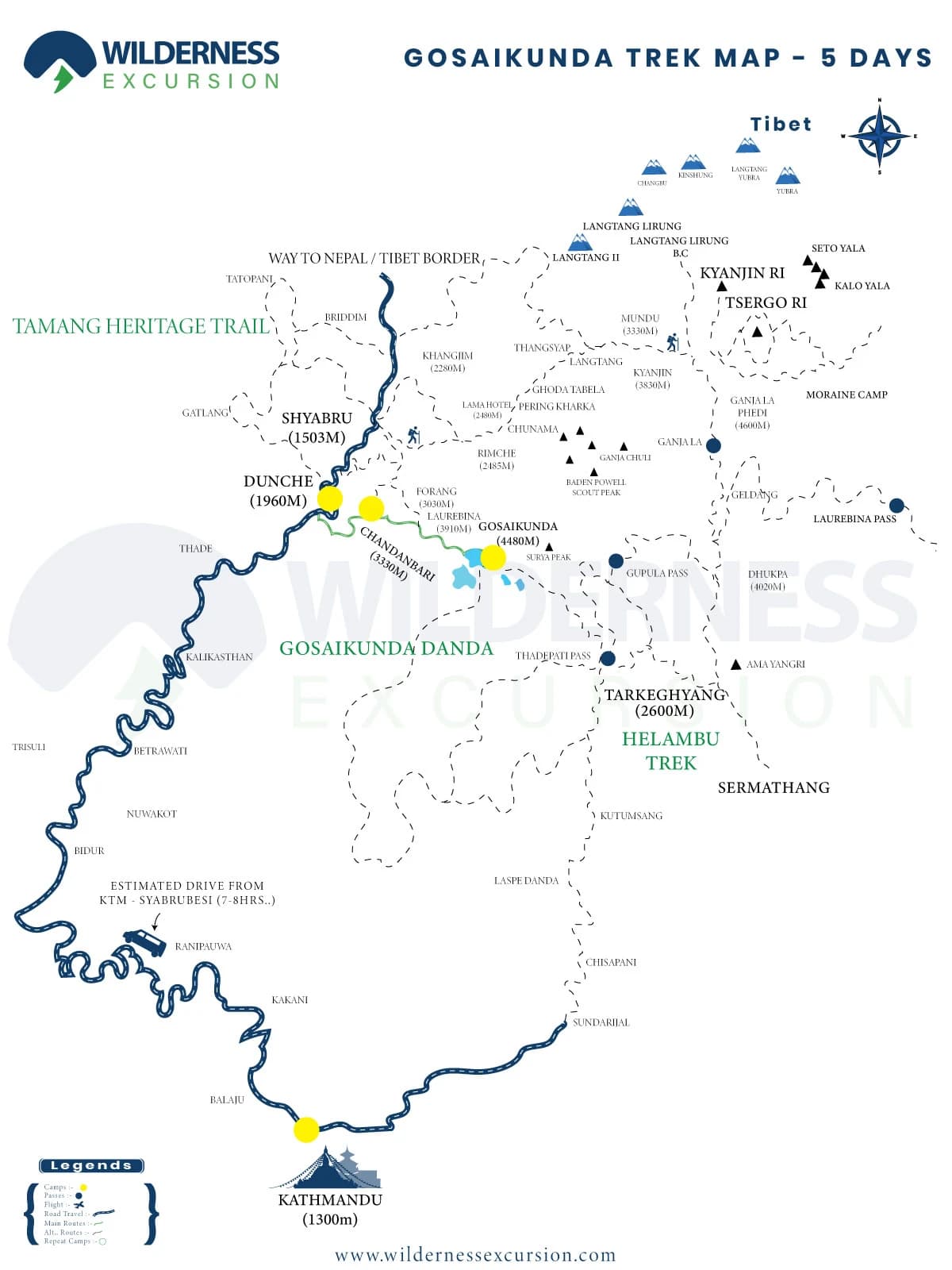 Gosaikunda Trek Map