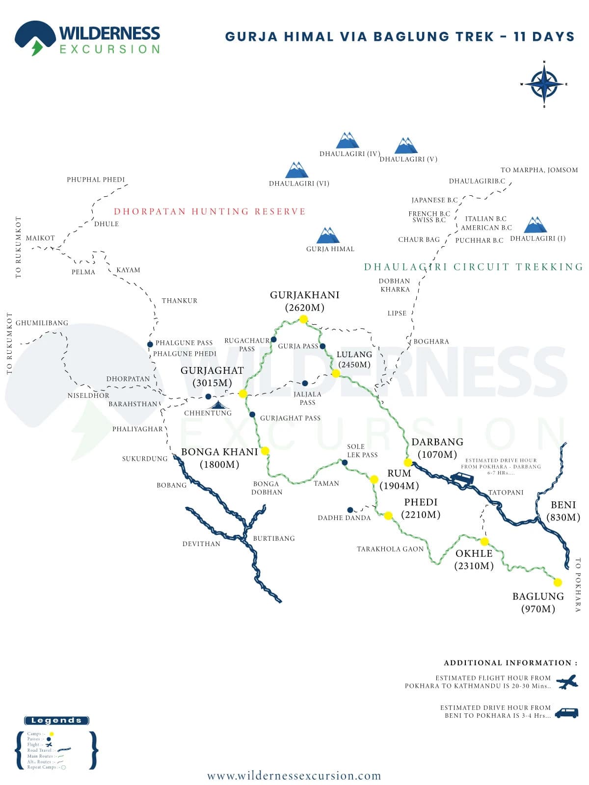 Gurja Himal trek via Baglung Map
