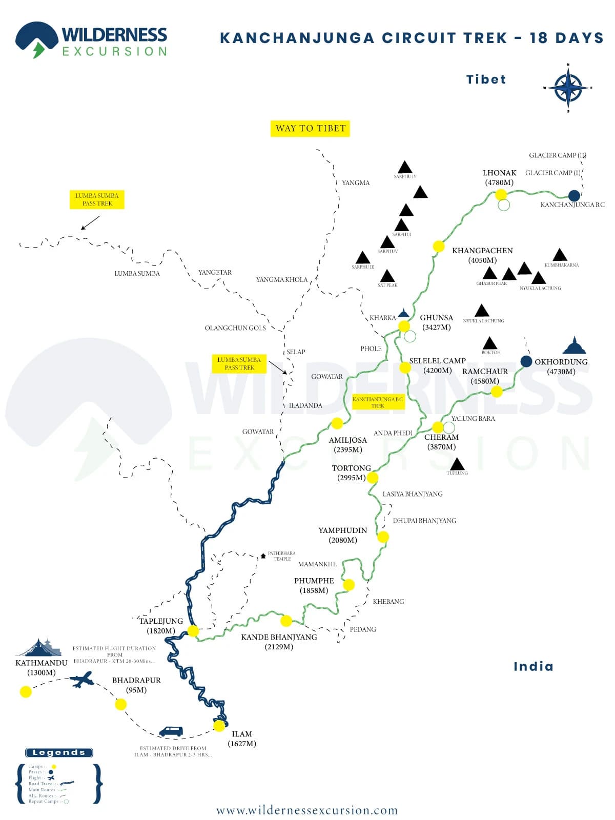 Kanchenjunga Circuit Trek Map