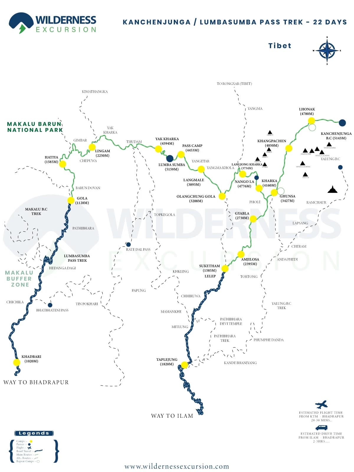 Kanchenjunga and Lumba Sumba Trek Map