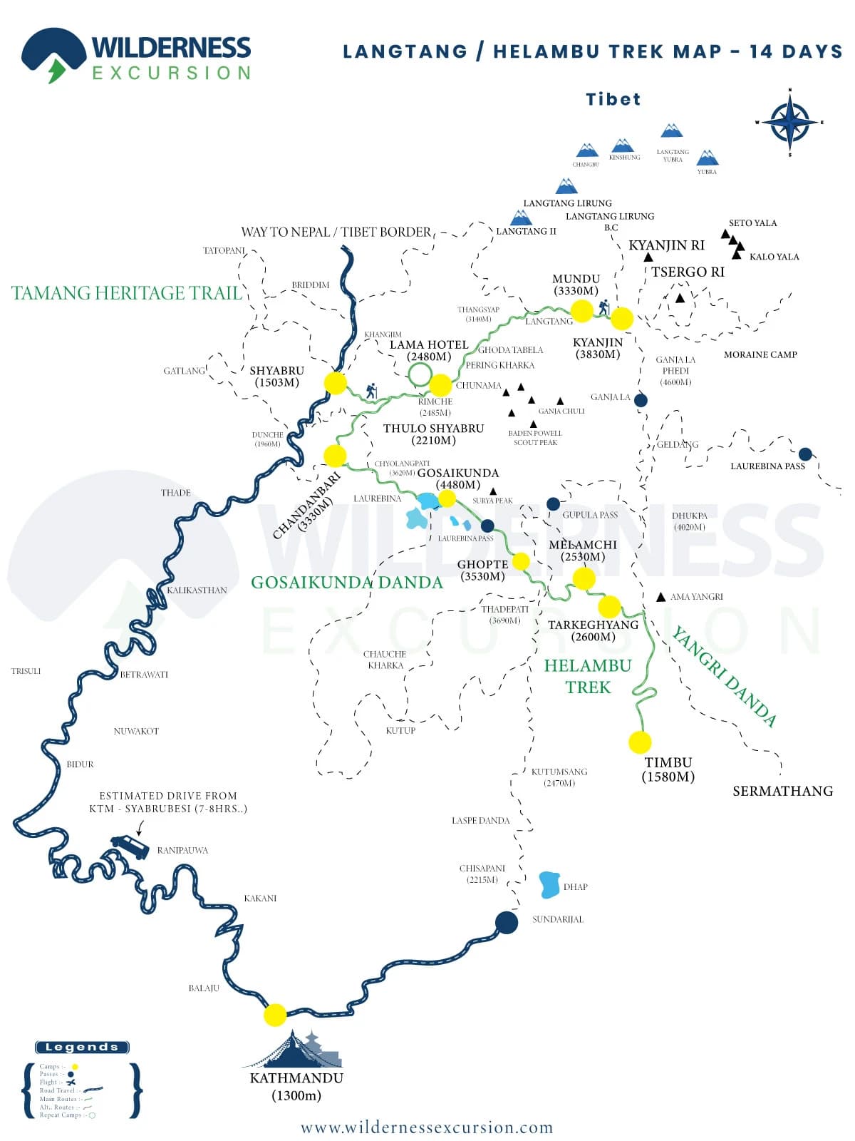 Langtang Helambu Trek Route Map
