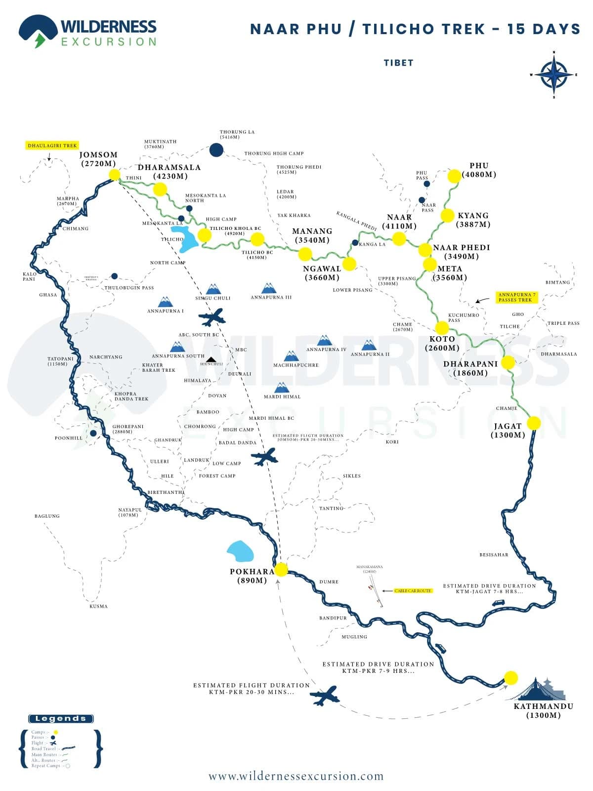 Nar Phu and Tilicho Lake Trek Map