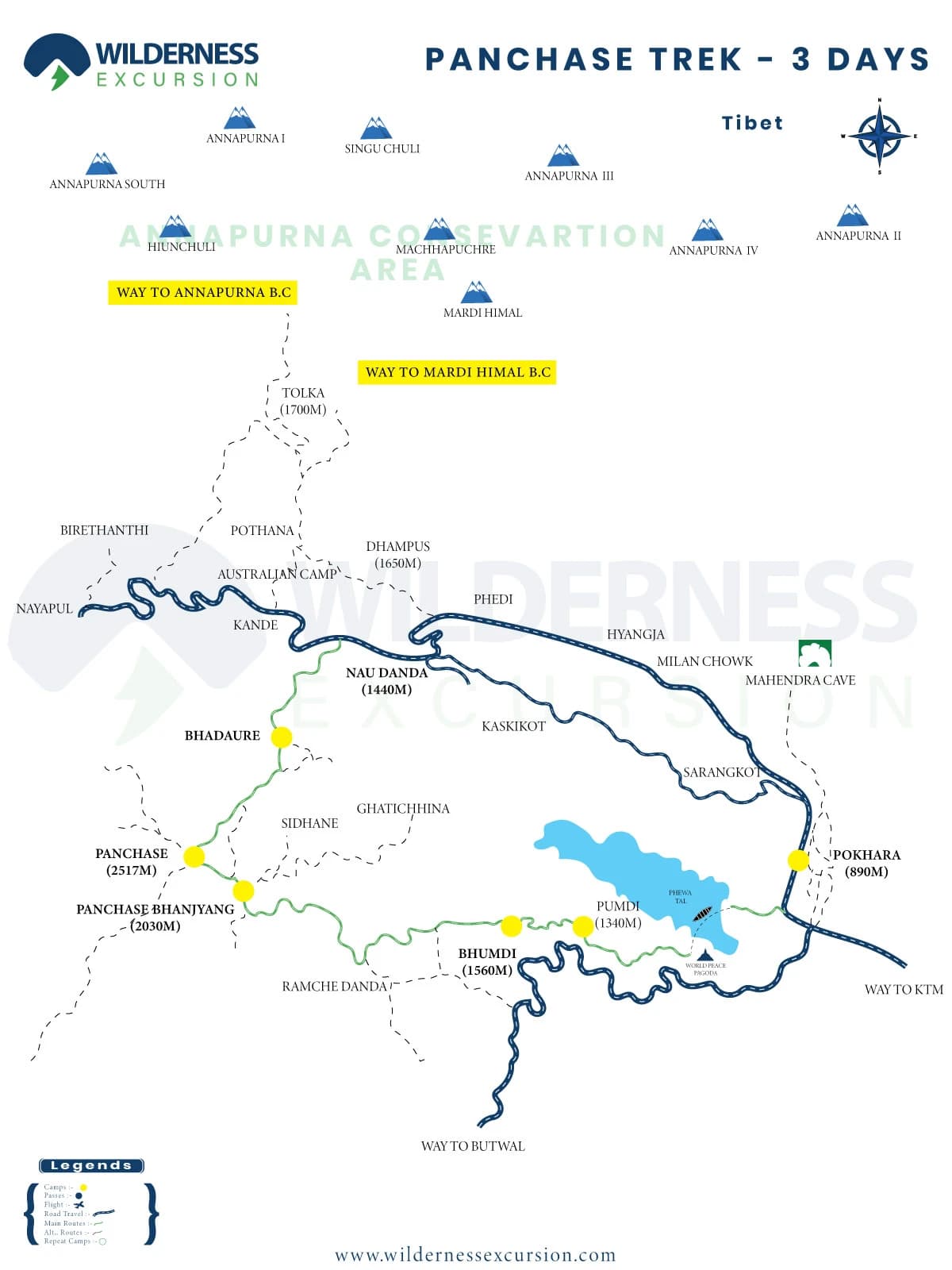 Panchase Trek Route Map
