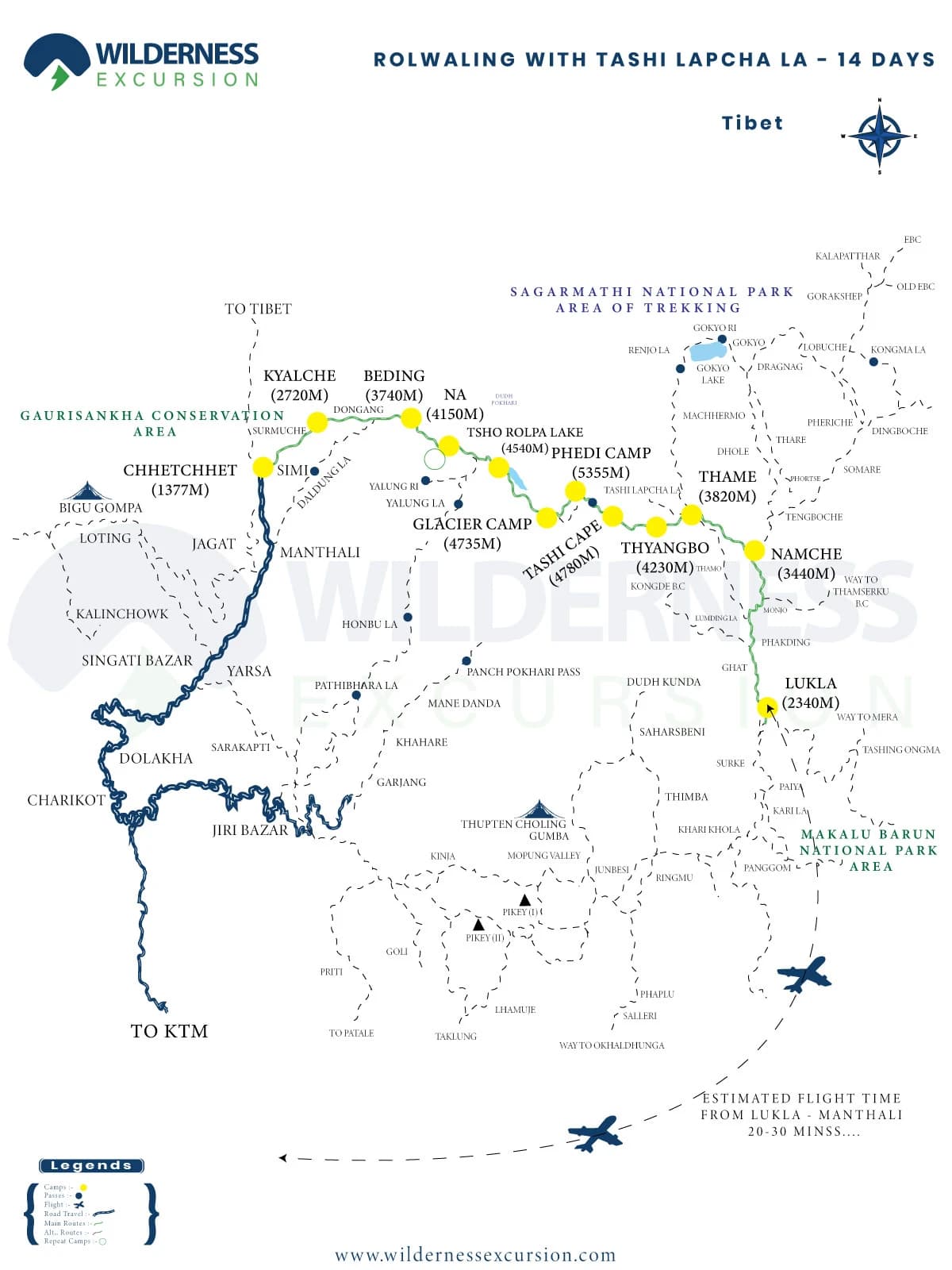 Rolwaling Trek with Tashi Lapcha Pass Route Map