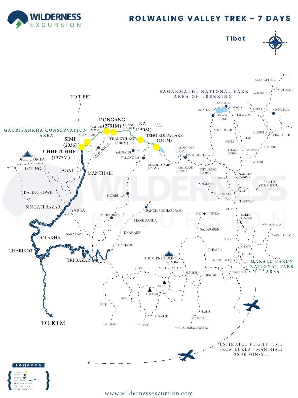 Rolwaling Valley Trekkiing Map
