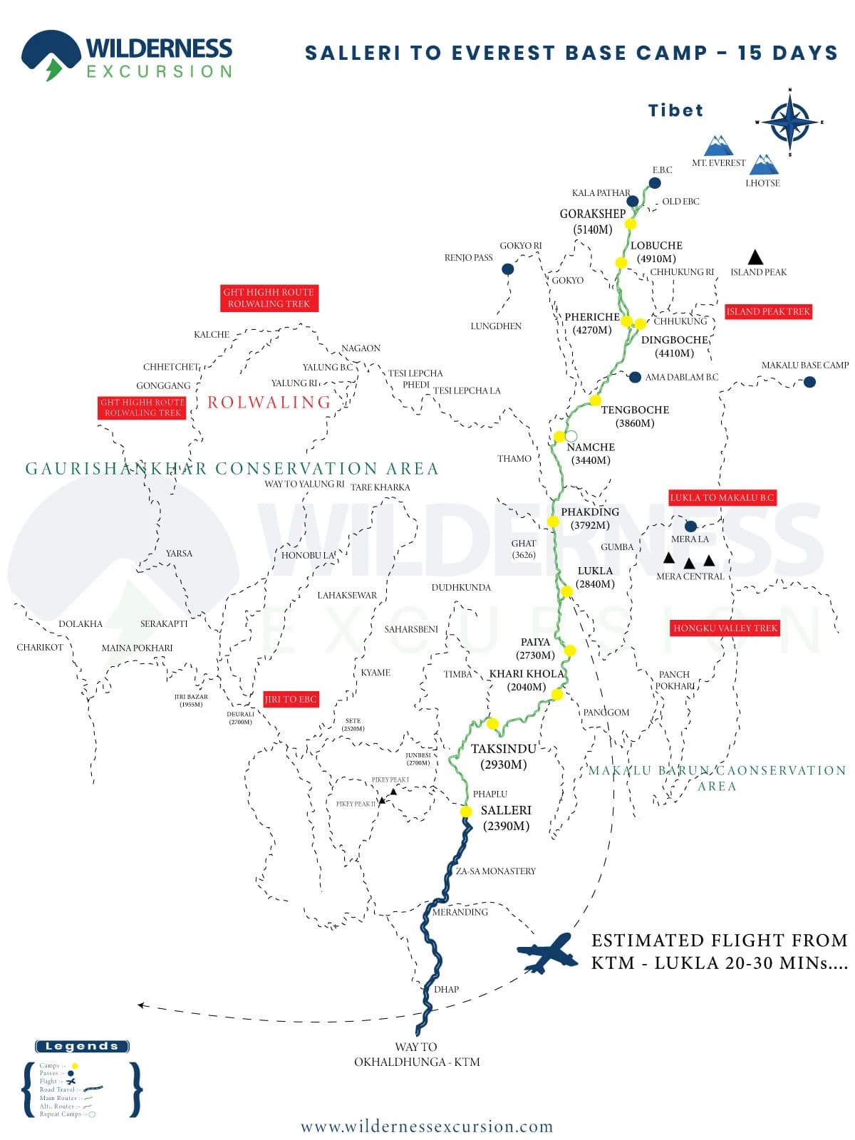 Salleri to Everest Base Camp Trek Map