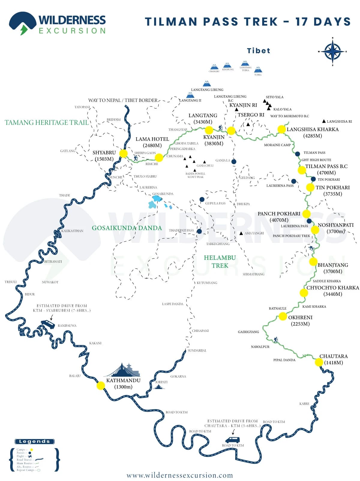 Tilman Pass Trek Route Map
