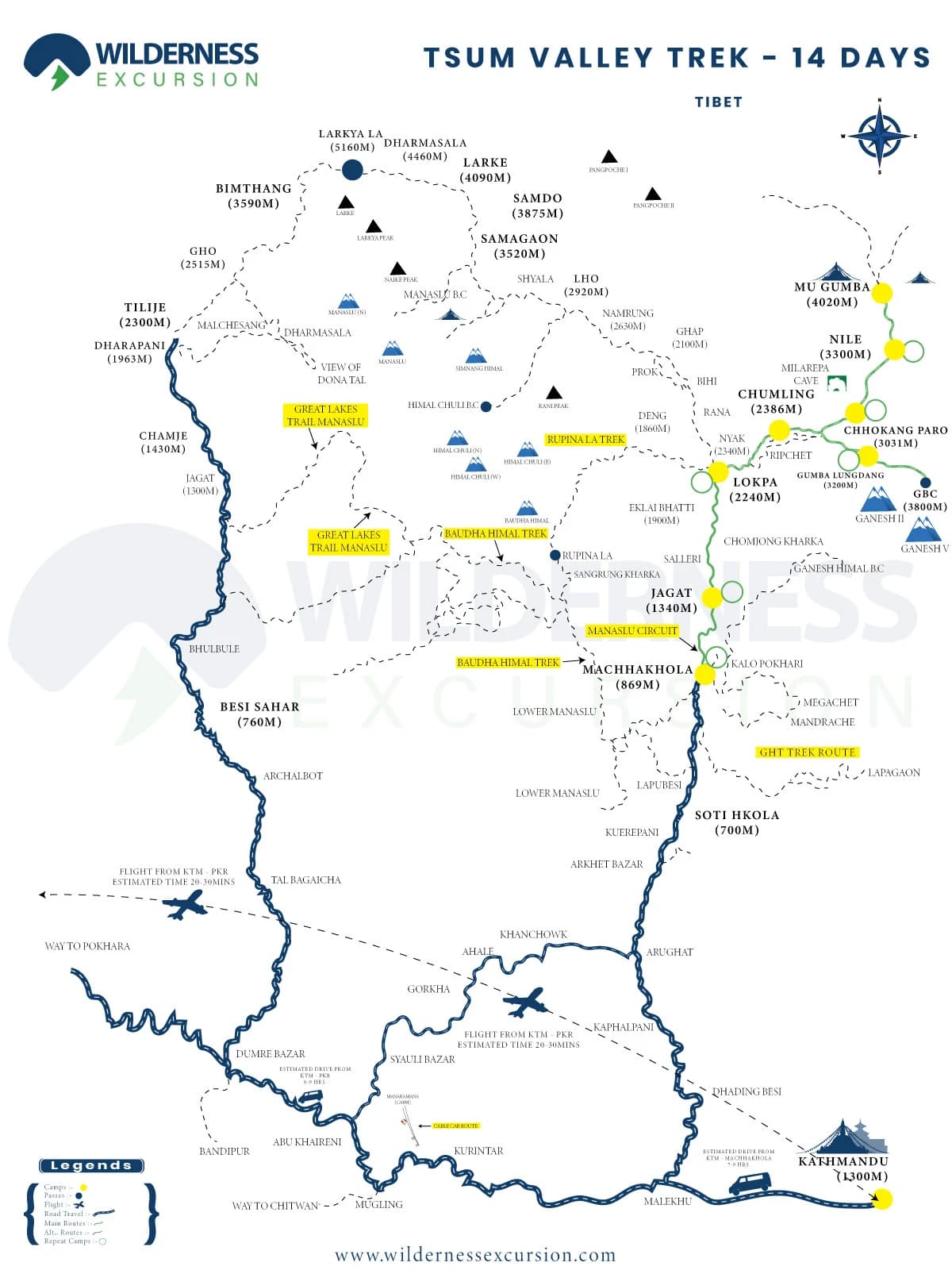 Tsum Valley Trek Map