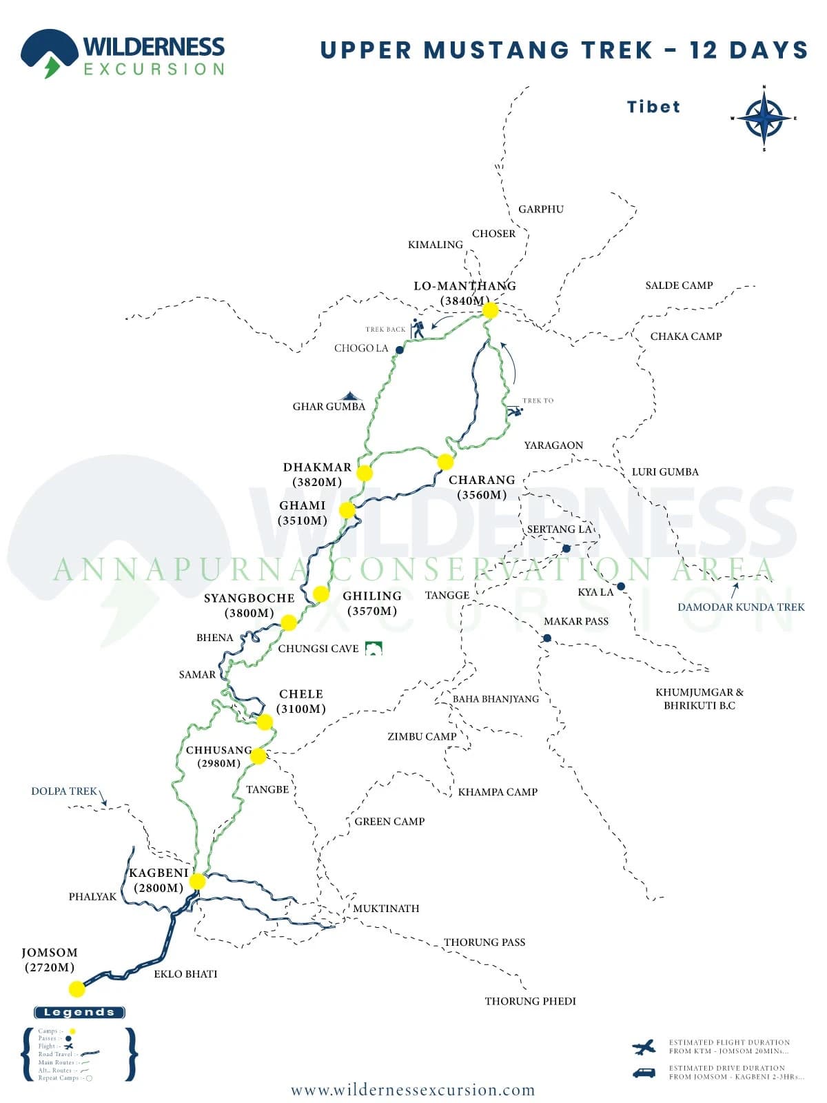 Upper Mustang Trek Map